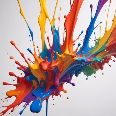 Colorful paint splashes create dynamic abstract art
