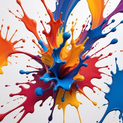 Colorful paint splashes create dynamic abstract artwork