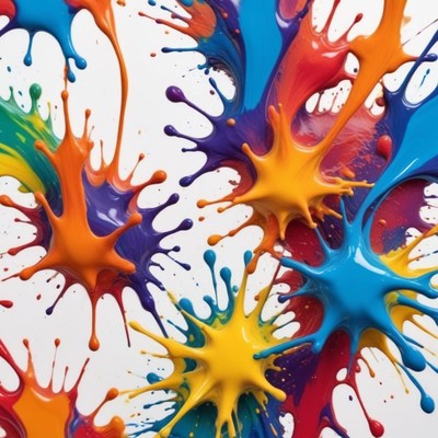 Colorful splashes decorate a white canvas in creative burst