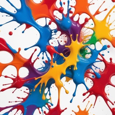 Colorful paint splashes creating a vibrant abstract design
