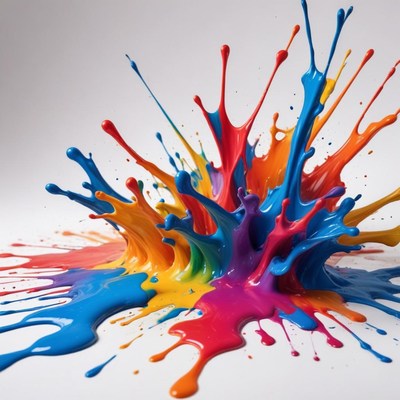 Colorful paint splashes create vibrant art display