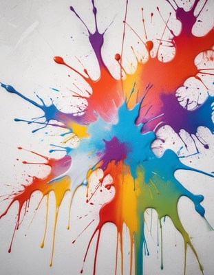 Colorful splashes create an abstract art display