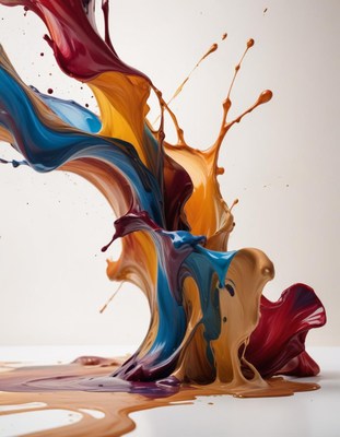 Colorful paint splashes create dynamic abstract art