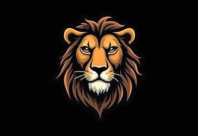 Majestic lion head illustration on black background
