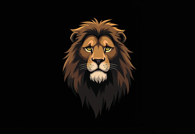 Majestic lion head illustration on dark background