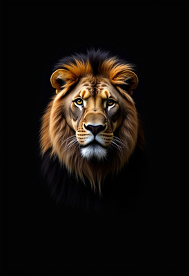 Vibrant lion portrait with detailed features