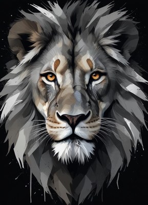 Stunning lion portrait with expressive eyes