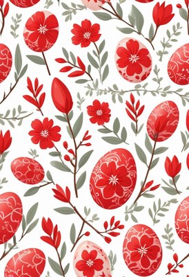 Colorful floral and egg pattern for spring celebration