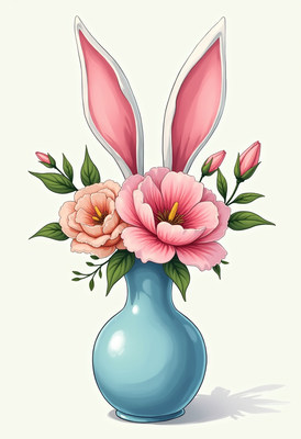 Creative flower vase styled as bunny ears for decoration