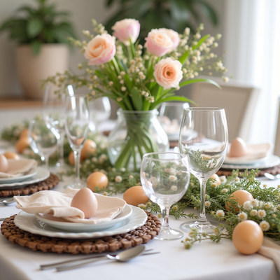 Elegant spring table setting for a special occasion