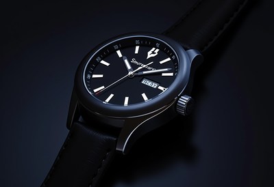 Elegant black watch on a dark background