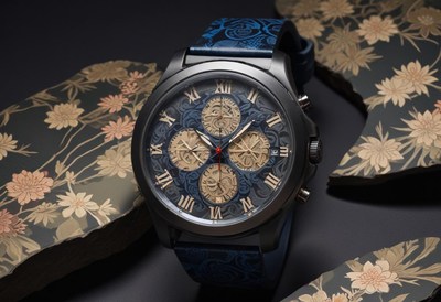 Elegant watch on floral background