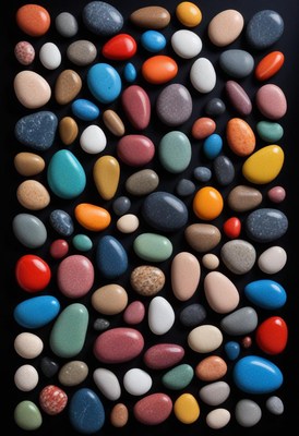 Colorful collection of smooth stones arranged artistically