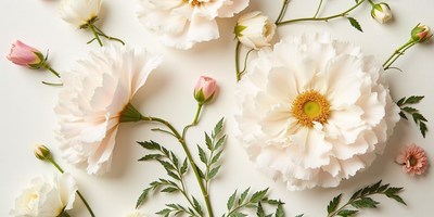 Elegant white flowers arranged on a light background