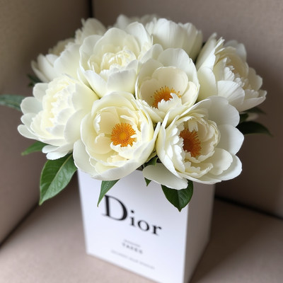 Elegant floral arrangement in stylish container