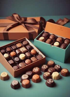 Elegant assortment of chocolates presented in gift boxes