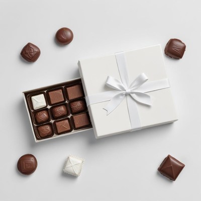 Elegant assortment of chocolates in a gift box