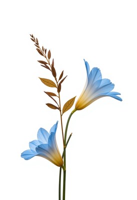 Delicate blue flowers in a minimalist setting