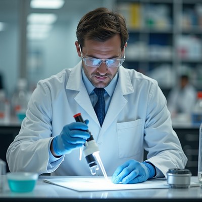 Scientist examining samples in modern laboratory setting