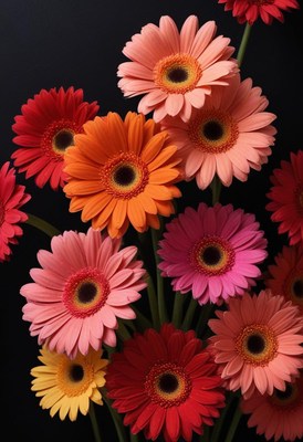 Colorful gerbera daisies arranged beautifully for display