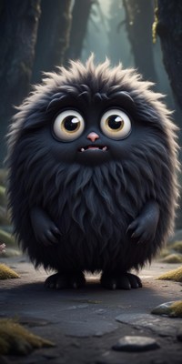Furry creature stands in a mystical forest setting