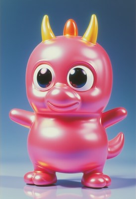 Colorful pink toy dragon figurine with shiny surface