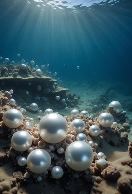 Exploring underwater world filled with shining pearls