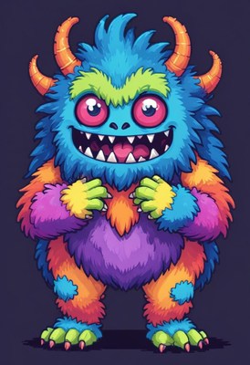 Colorful monster character with vibrant features