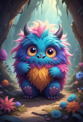 Colorful creature in a vibrant forest setting
