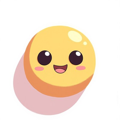 Cute smiling yellow character with a shiny face