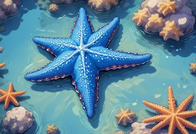 Colorful starfish resting in clear coastal waters