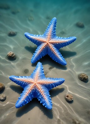Colorful starfish resting on the ocean floor