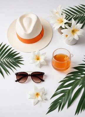 Summer relaxation with tropical elements and sunny vibes