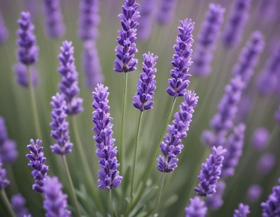 Beautiful lavender flowers in a vibrant field