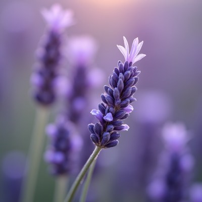 Beautiful lavender blooms in soft evening light