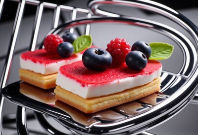 Delicious dessert served on a modern plate