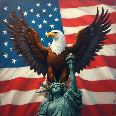 Symbolic representation of freedom and patriotism in art