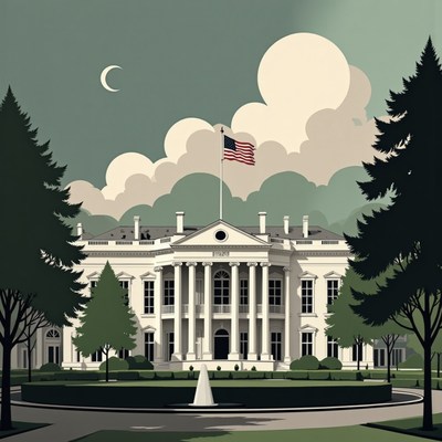 Historic landmark illuminated under a crescent moon