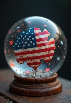 Snow globe featuring american flag design and stars