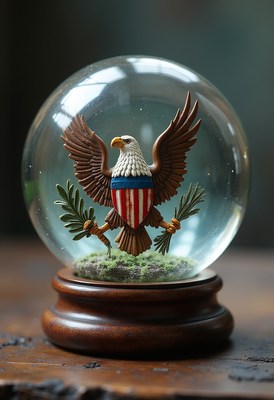 Eagle snow globe captured indoors with natural light