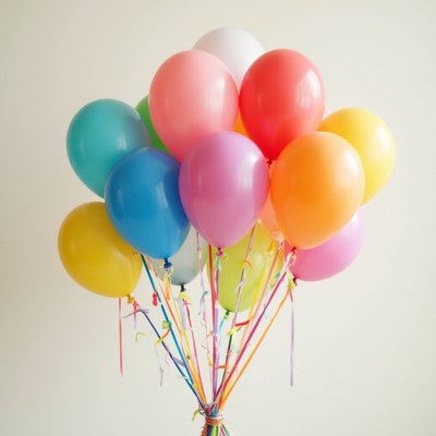 Bright colorful balloons create a festive atmosphere