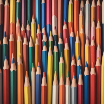Colorful pencils arranged in a vibrant display