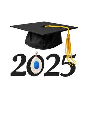Graduation cap and 2025 display symbolizes achievement