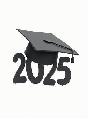 Graduation cap and 2025 sign celebrate a milestone event