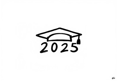 Graduation cap illustration with the year 2025