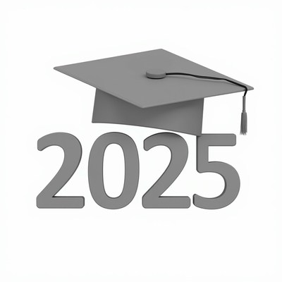 Graduation cap and year 2025 graphic design