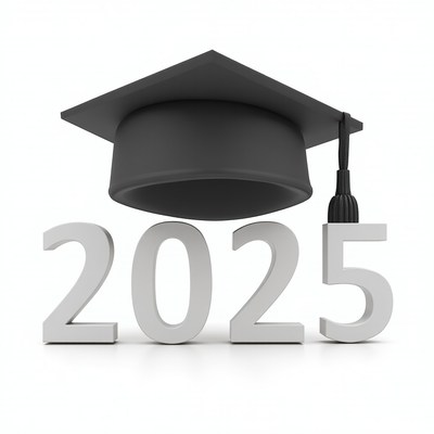 Graduation cap above 2025 symbolizing future achievements
