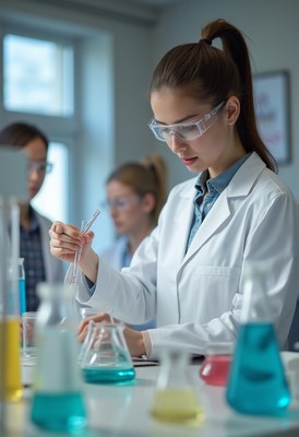 Young scientist conducting experiments in laboratory