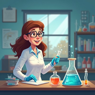 Science experiment in a laboratory with a young researcher