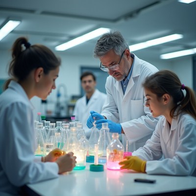 Researchers experiment in a modern lab